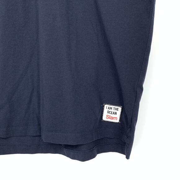 SLAM Short Sleeve Polo Shirt Mens Size Small Navy Blue Sea Of Japan Graphic - Picture 5 of 7